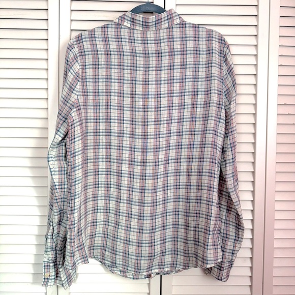 CP SHADES Men’s Linen Double Gauze Button Down Plaid Shirt Size Medium - Picture 2 of 7